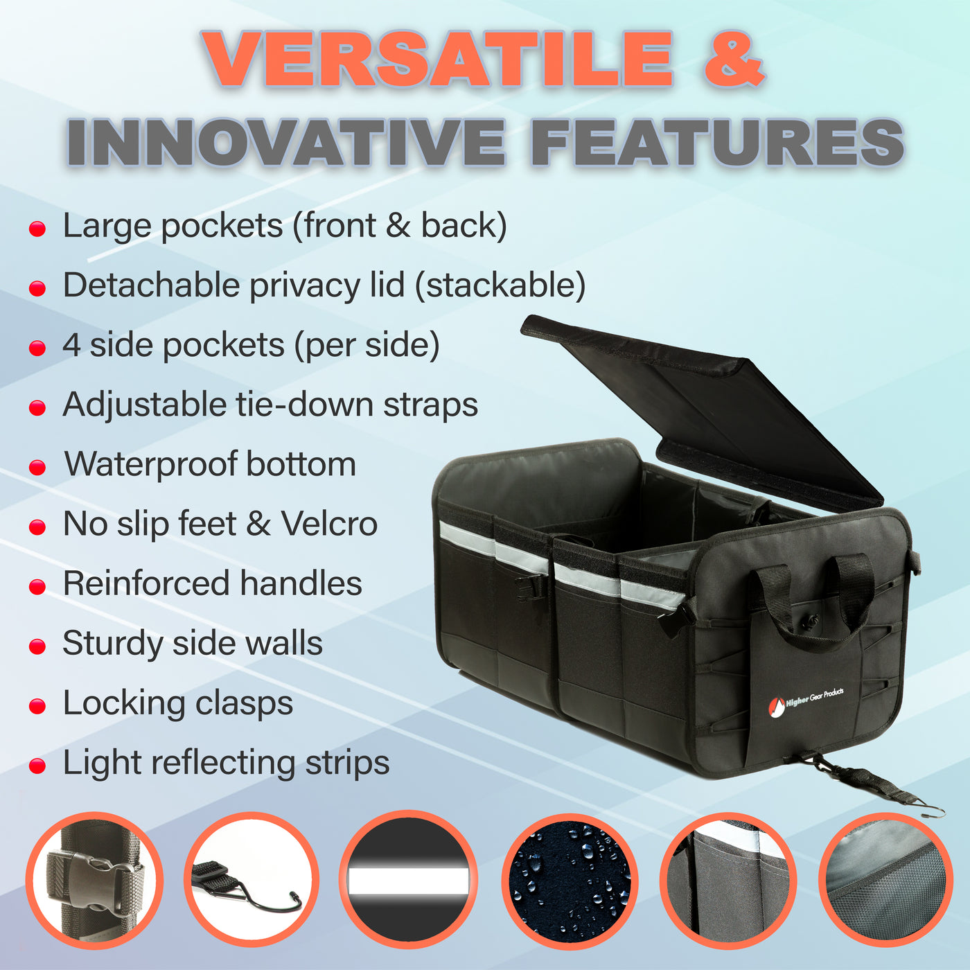 Trunk Organizer With Built-In Insulated Leak Proof Cooler Bag,Collapsible  Cargo Organizer For Suv With Non Slip Bottom Strips,3 Large Compartments  Foldable Waterproof Portable Car Storage Box : Automotive 